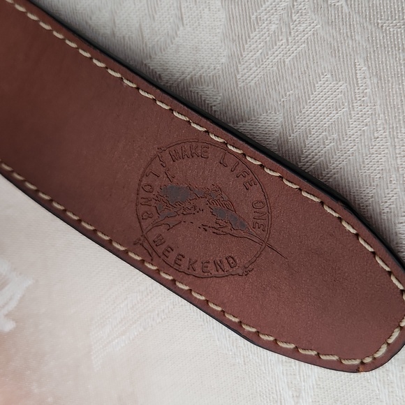 Tommy Bahama D ring belt orange cotton and tan leather golf - Picture 4 of 10